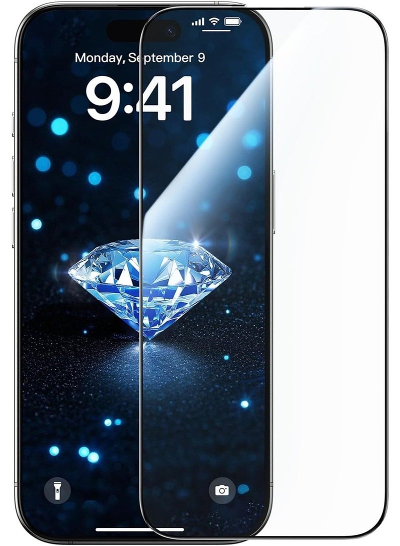 شاشة حماية من الزجاج مقوى 9H ESD Anti Static برميم مضادة للصدمات بحافة سوداء متوافقة مع آيفون 17 برو - Image 1